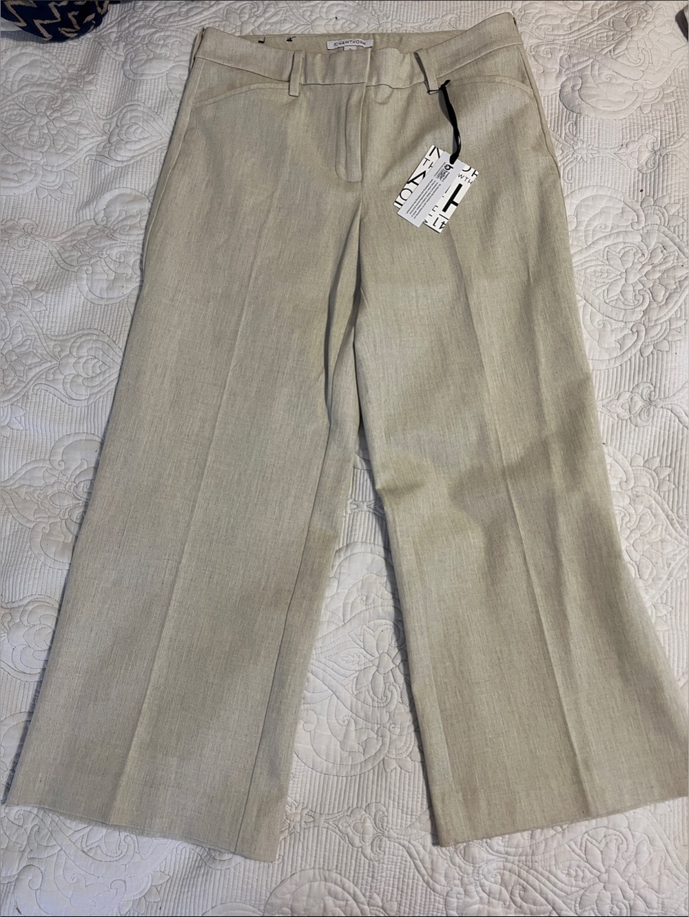 41 Hawthorn Neutral Beige Wide-Leg Trousers